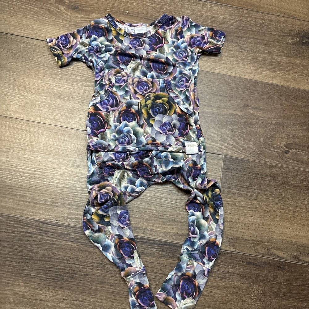 Ready Set Romper Bamboo outfit Purple Floral 12-24 Month Vintage